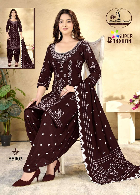 Miss World Choice Super Bandhani Vol 55 Pure Cotton Bandhani Dress Material Wholesale