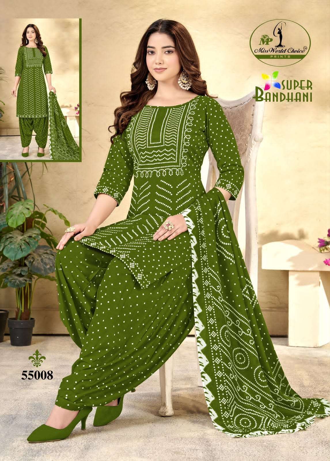 Miss World Choice Super Bandhani Vol 55 Pure Cotton Bandhani Dress Material Wholesale