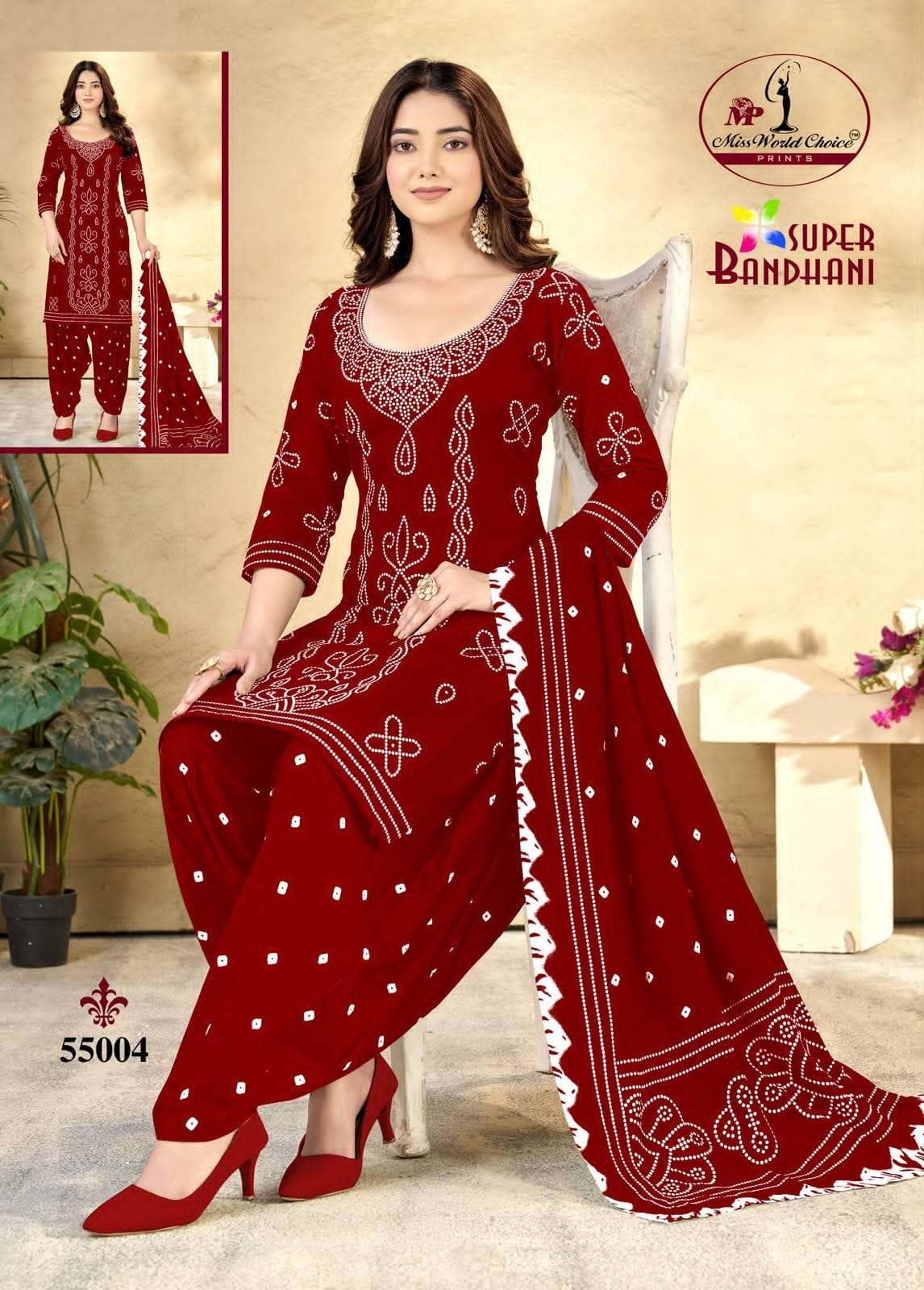 Miss World Choice Super Bandhani Vol 55 Pure Cotton Bandhani Dress Material Wholesale
