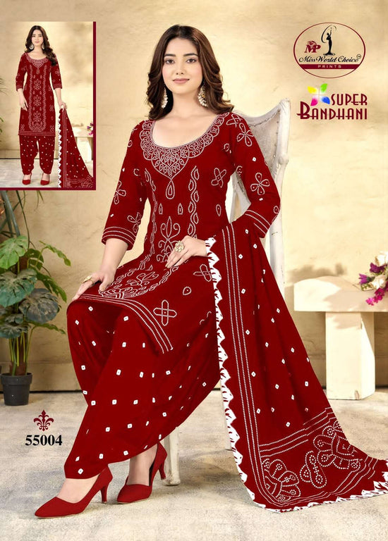 Miss World Choice Super Bandhani Vol 55 Pure Cotton Bandhani Dress Material Wholesale
