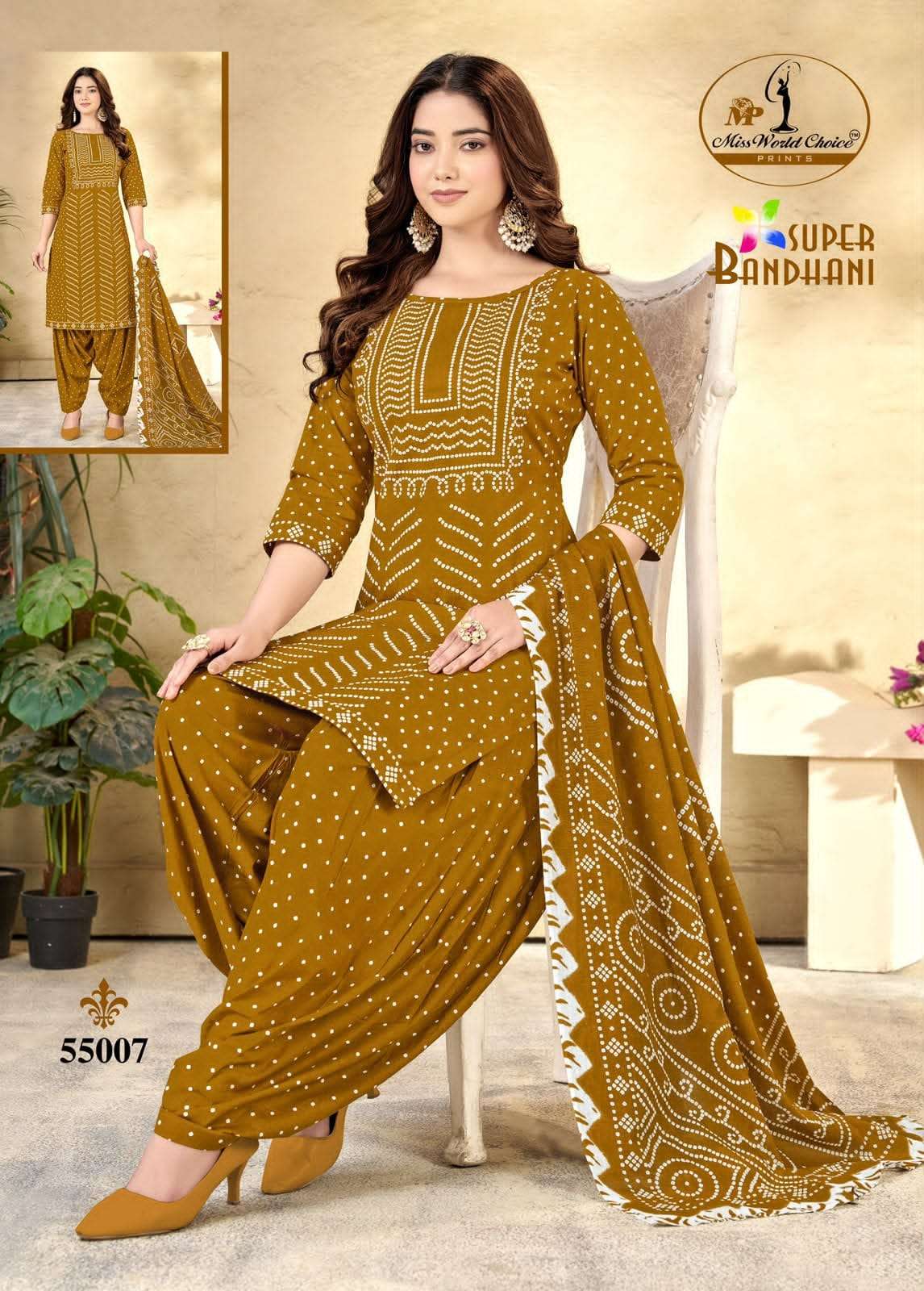 Miss World Choice Super Bandhani Vol 55 Pure Cotton Bandhani Dress Material Wholesale