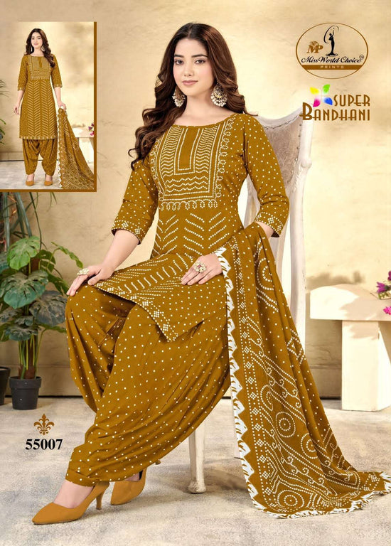 Miss World Choice Super Bandhani Vol 55 Pure Cotton Bandhani Dress Material Wholesale