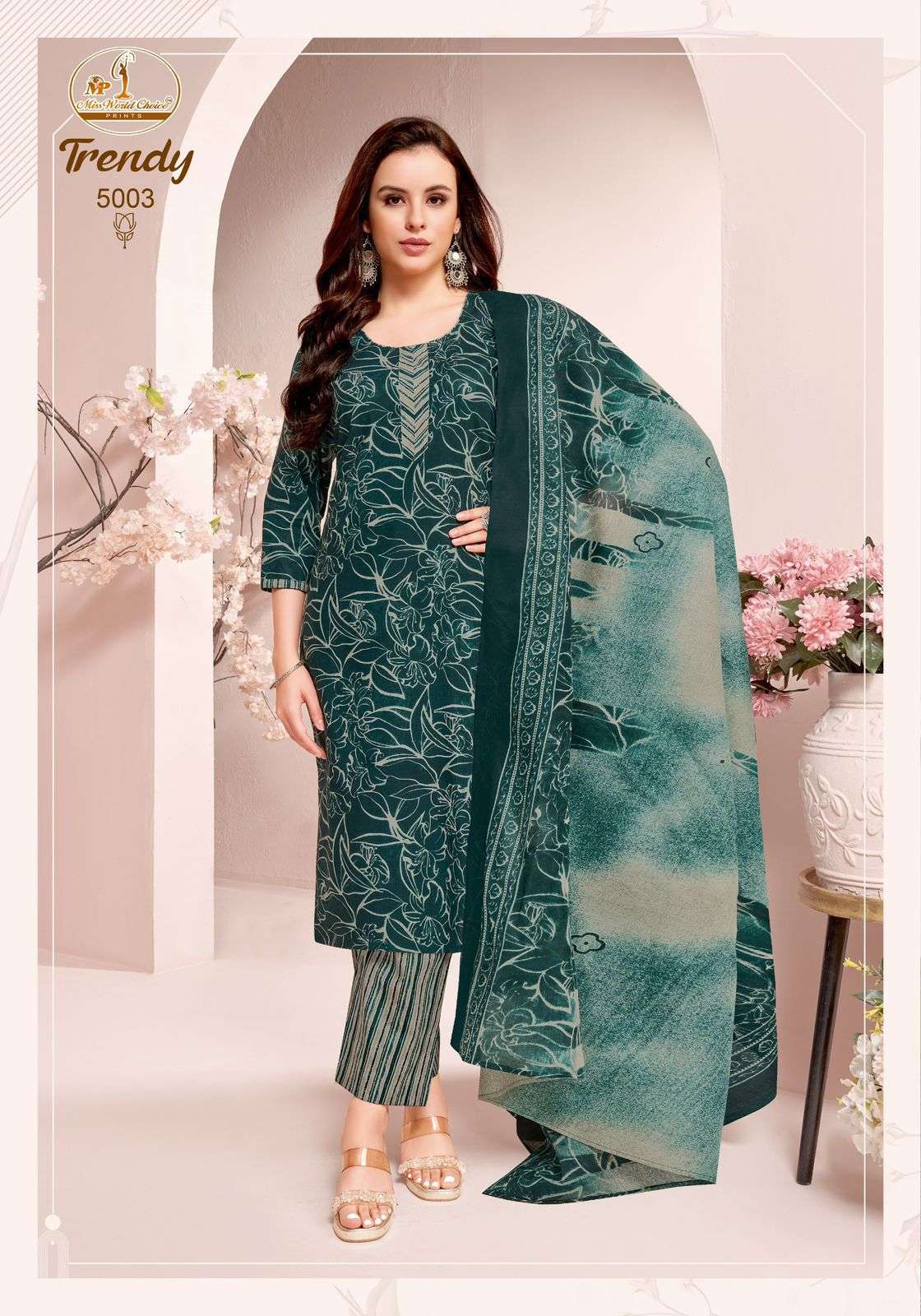 Miss World Choice Trendy Vol 5 Pure Cotton Kurti Pant Dupatta Set