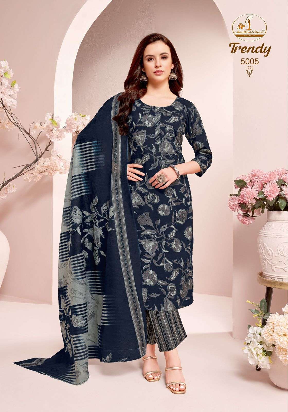 Miss World Choice Trendy Vol 5 Pure Cotton Kurti Pant Dupatta Set