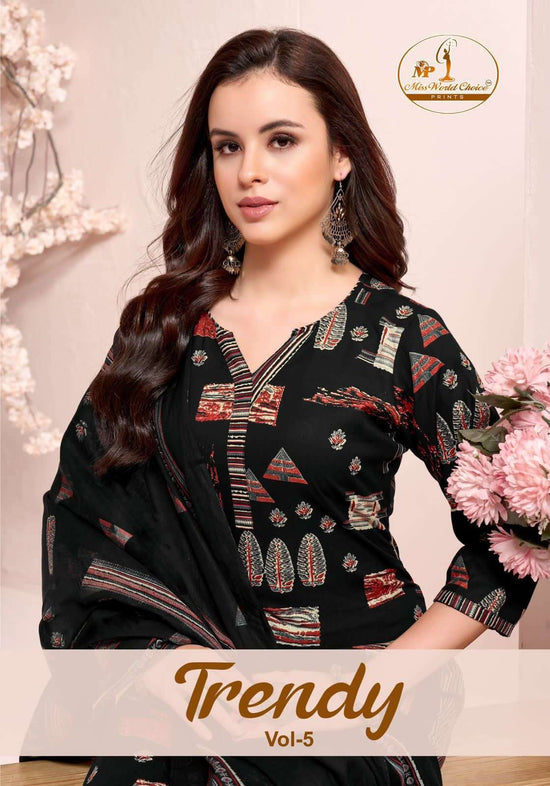 Miss World Choice Trendy Vol 5 Pure Cotton Kurti Pant Dupatta Set