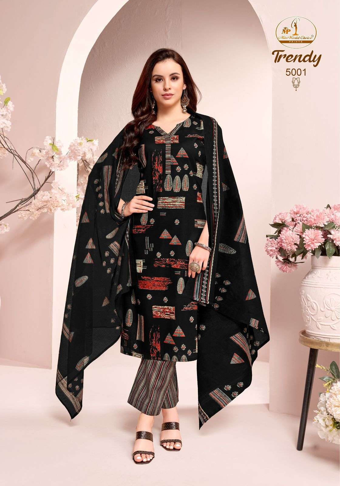 Miss World Choice Trendy Vol 5 Pure Cotton Kurti Pant Dupatta Set
