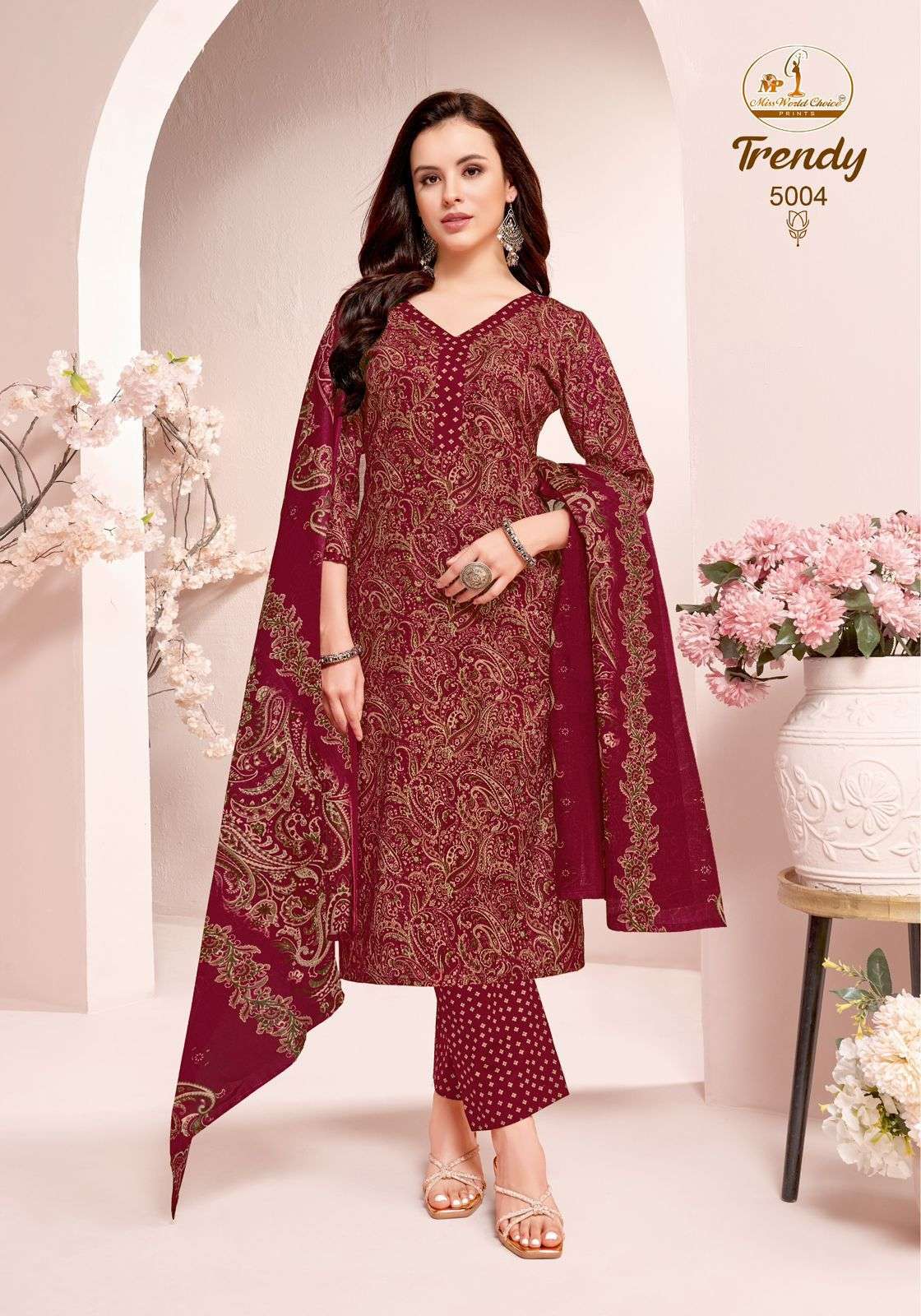 Miss World Choice Trendy Vol 5 Pure Cotton Kurti Pant Dupatta Set