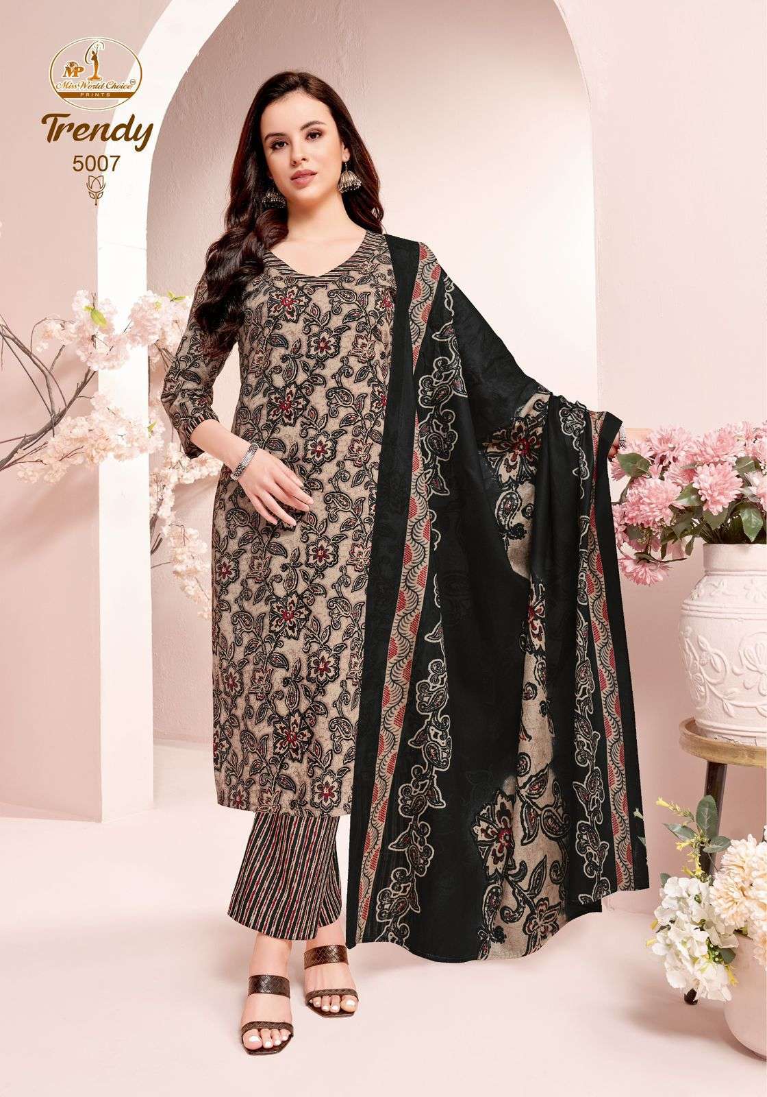 Miss World Choice Trendy Vol 5 Pure Cotton Kurti Pant Dupatta Set