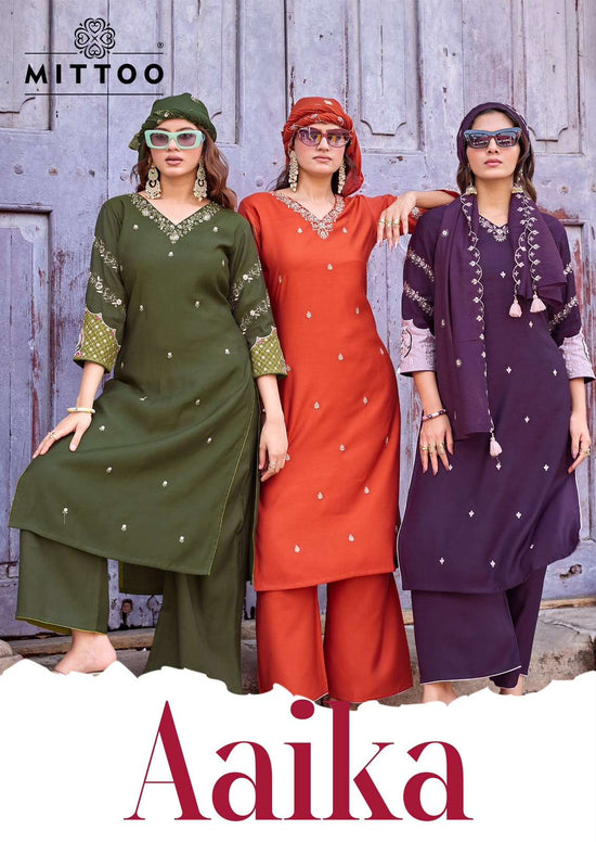 Mittoo Aaika Viscose Kurti Pant Dupatta Set