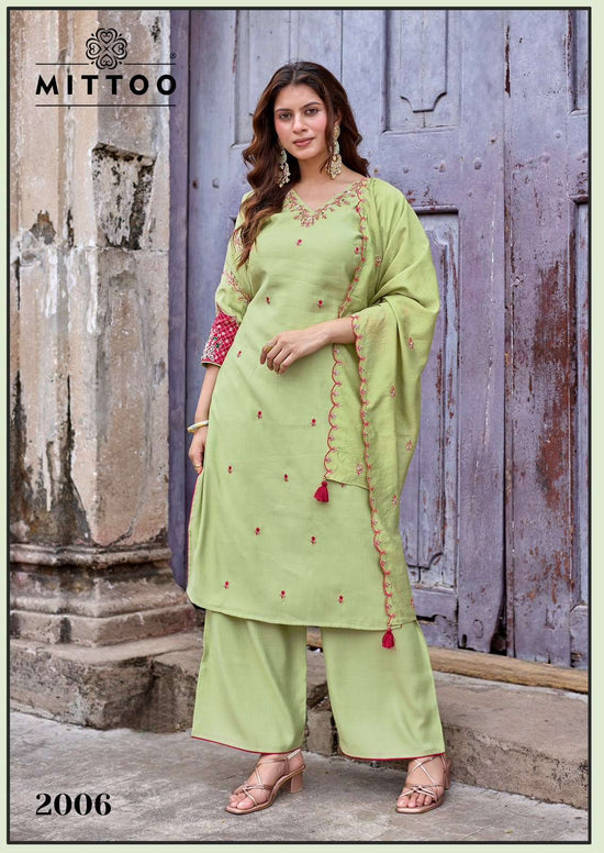 Mittoo Aaika Viscose Kurti Pant Dupatta Set