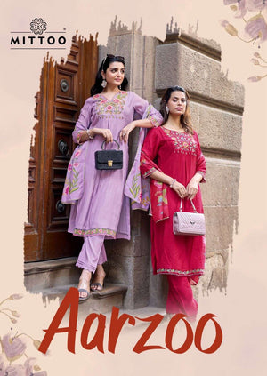 Mittoo Aarzoo Viscose Weaving Handwork Kurti Pant Dupatta Set