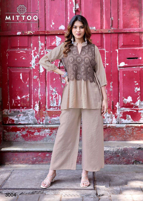 Mittoo Beauty Line Designer Viscose Weaving Co Ord Set