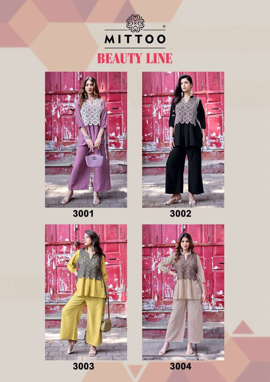 Mittoo Beauty Line Designer Viscose Weaving Co Ord Set