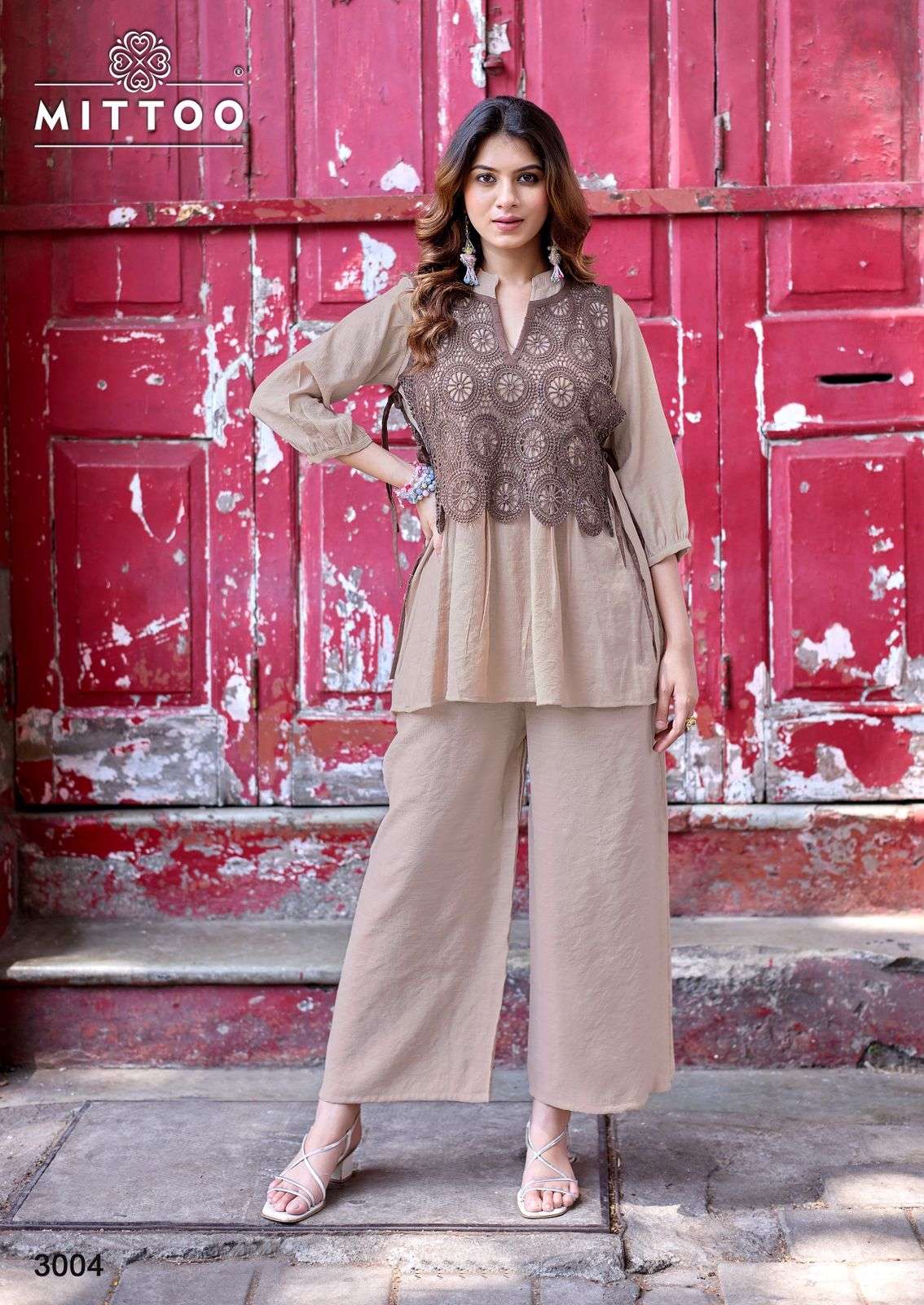 Mittoo Beauty Line Designer Viscose Weaving Co Ord Set - Amrah Wholesale