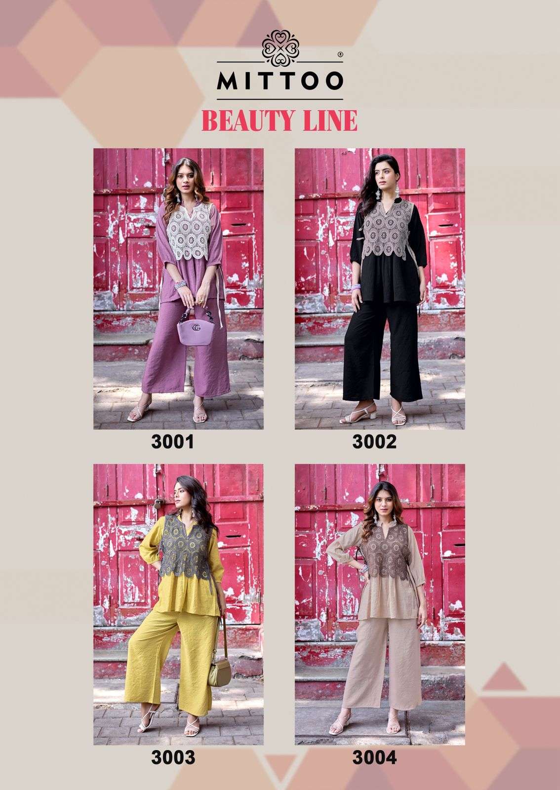 Mittoo Beauty Line Designer Viscose Weaving Co Ord Set - Amrah Wholesale
