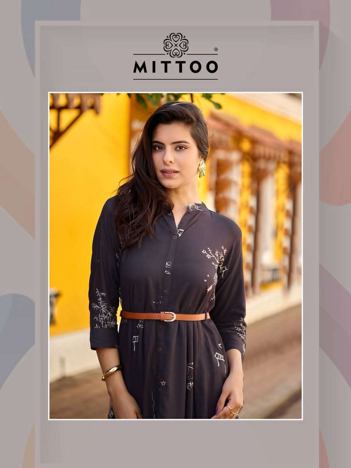 Mittoo Belt Vol 27 Rayon Printed Western Wear Midi Dress