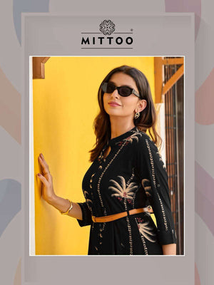 Mittoo Belt Vol 27 Rayon Printed Western Wear Midi Dress - Amrah Wholesale