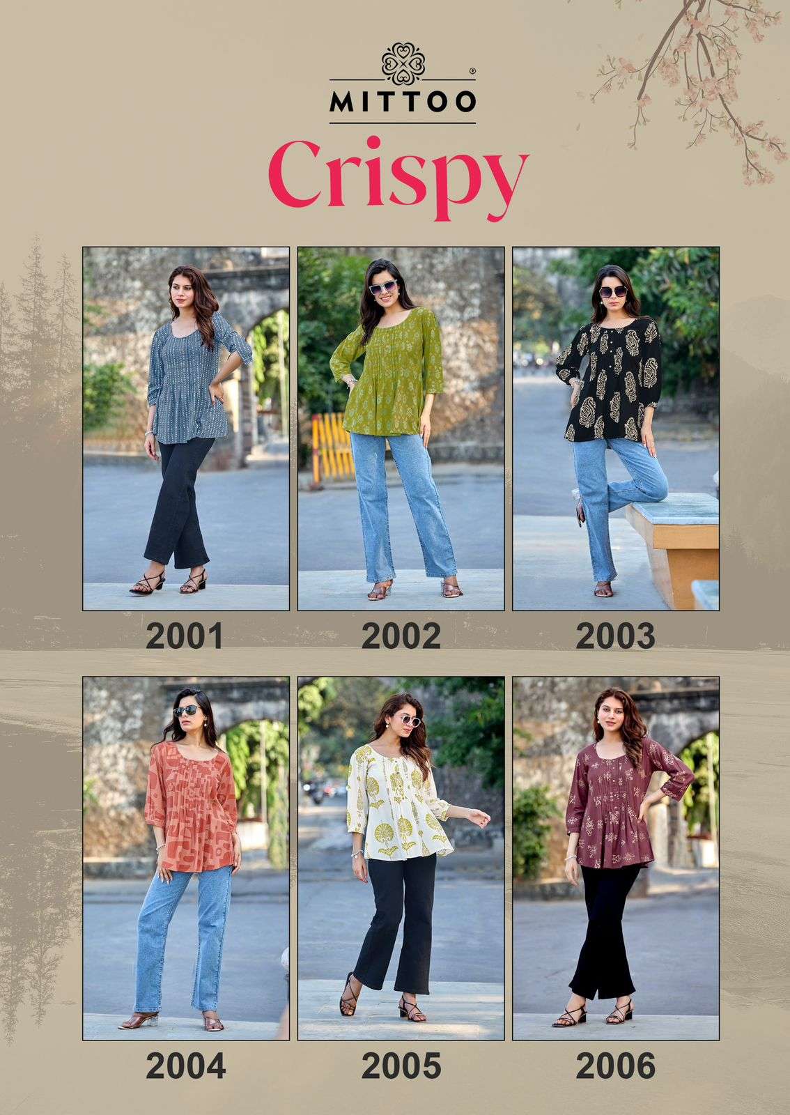Mittoo Crispy Rayon Printed Western Tops
