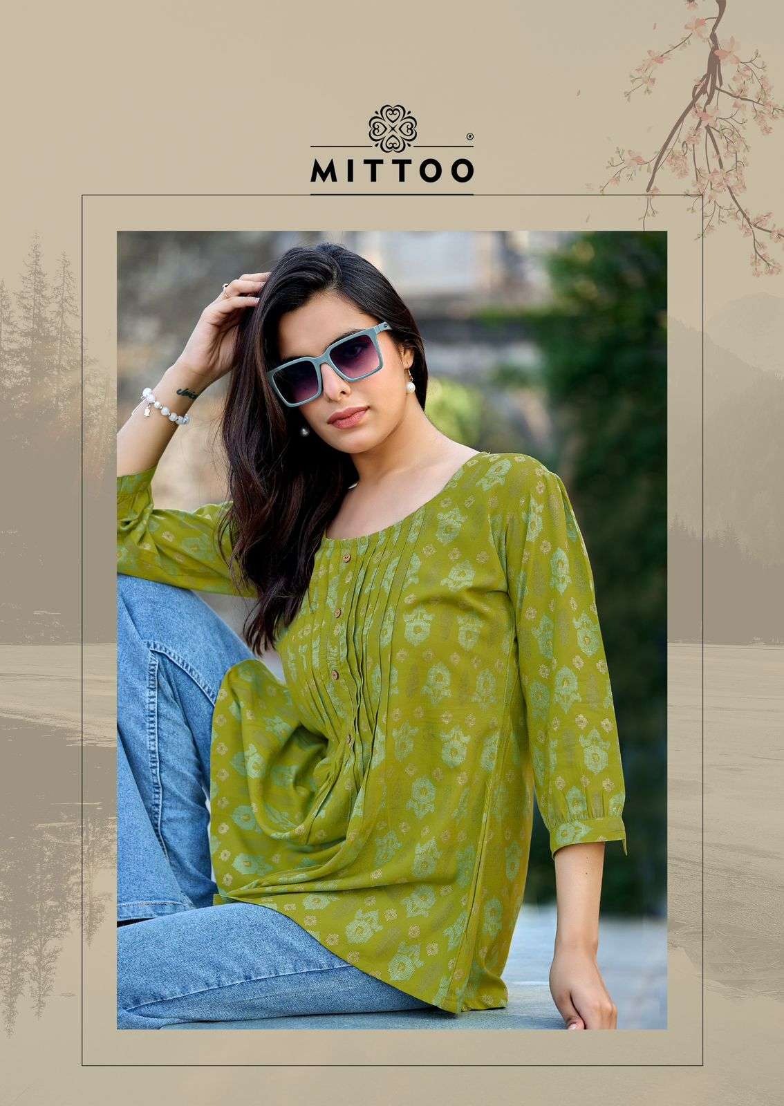 Mittoo Crispy Rayon Printed Western Tops