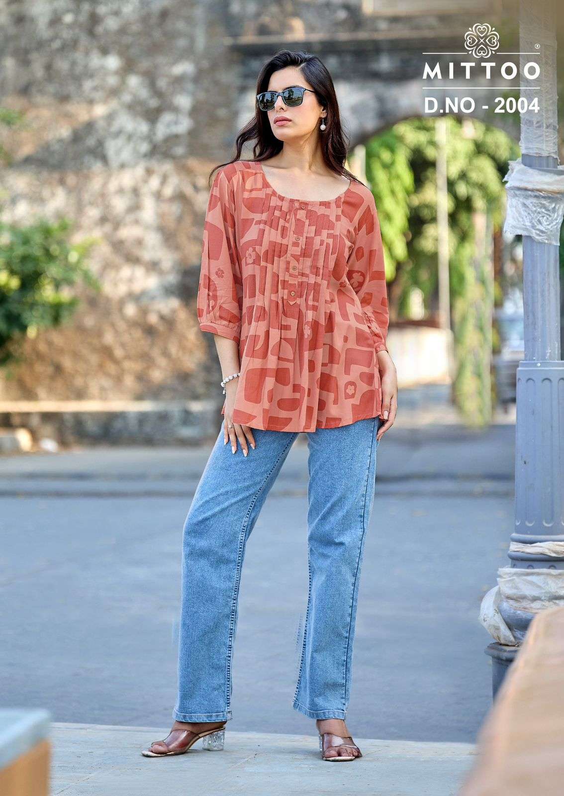 Mittoo Crispy Rayon Printed Western Tops
