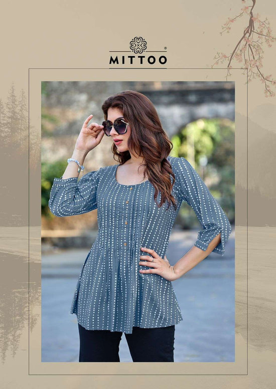 Mittoo Crispy Rayon Printed Western Tops