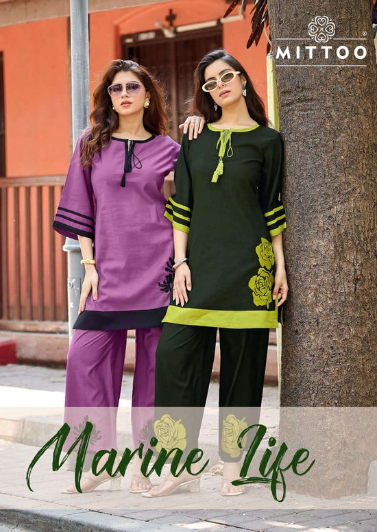 Mittoo Marine Life Viscose Weaving Co Ord Set