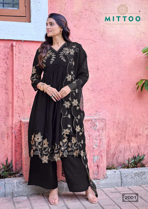 Mittoo Noorani Readymade Mal Chanderi 3 Piece Suit Wholesale Catalogue - Amrah Wholesale