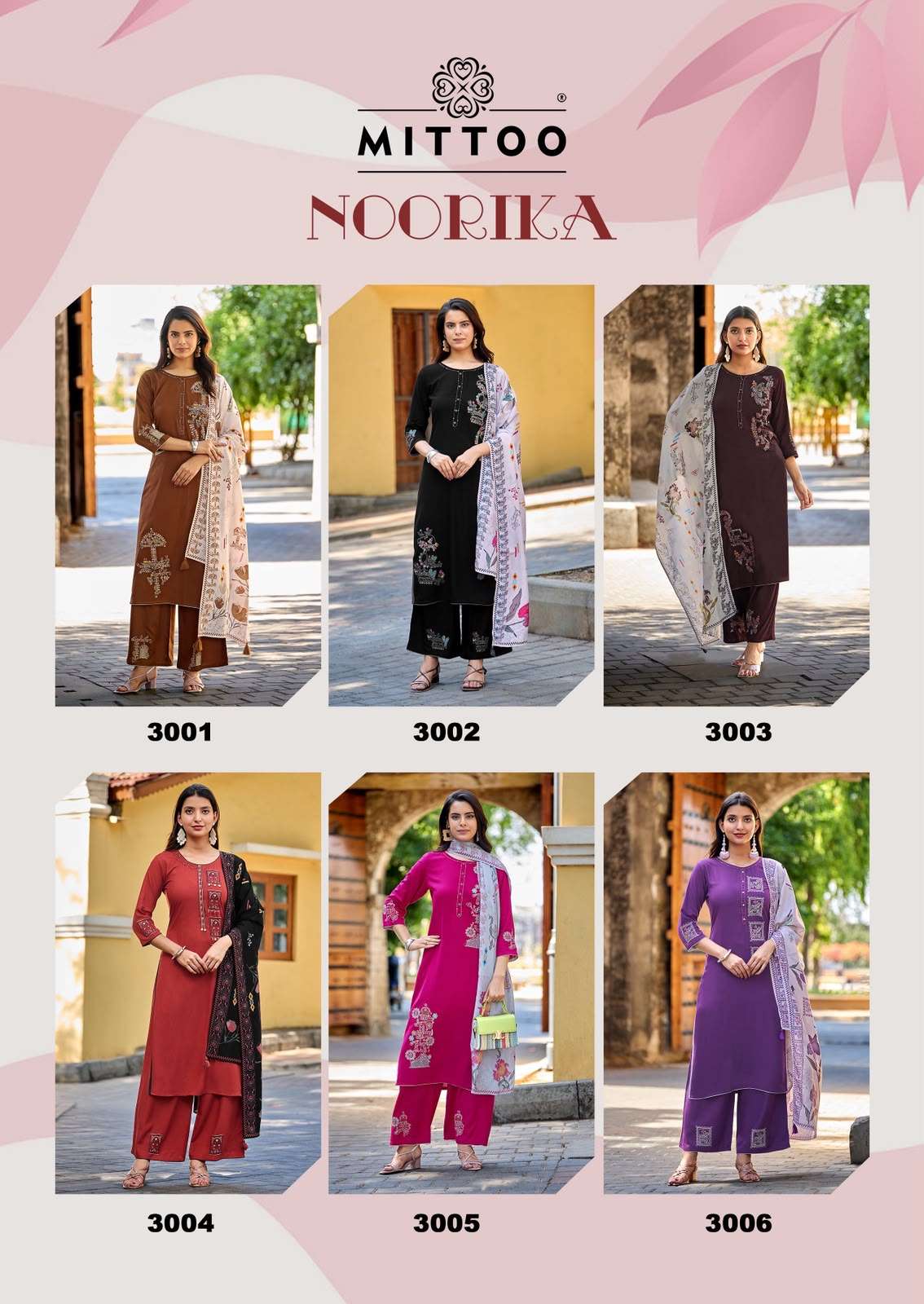 Mittoo Noorika Heavy Rayon Kurti Pant Dupatta Set Wholesale