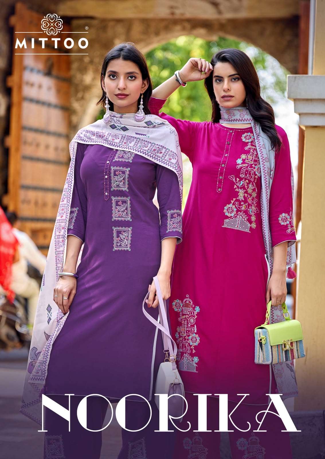 Mittoo Noorika Heavy Rayon Kurti Pant Dupatta Set Wholesale