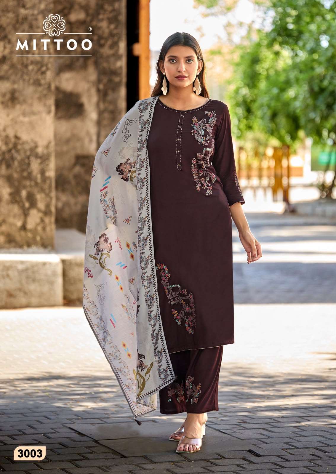 Mittoo Noorika Heavy Rayon Kurti Pant Dupatta Set Wholesale