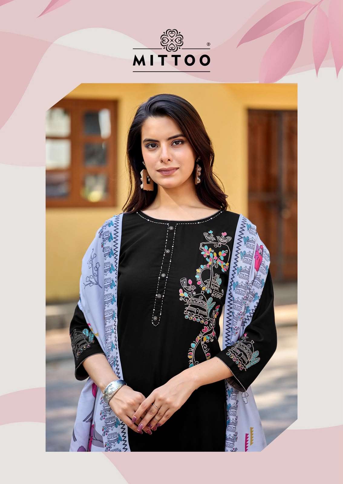 Mittoo Noorika Heavy Rayon Kurti Pant Dupatta Set Wholesale