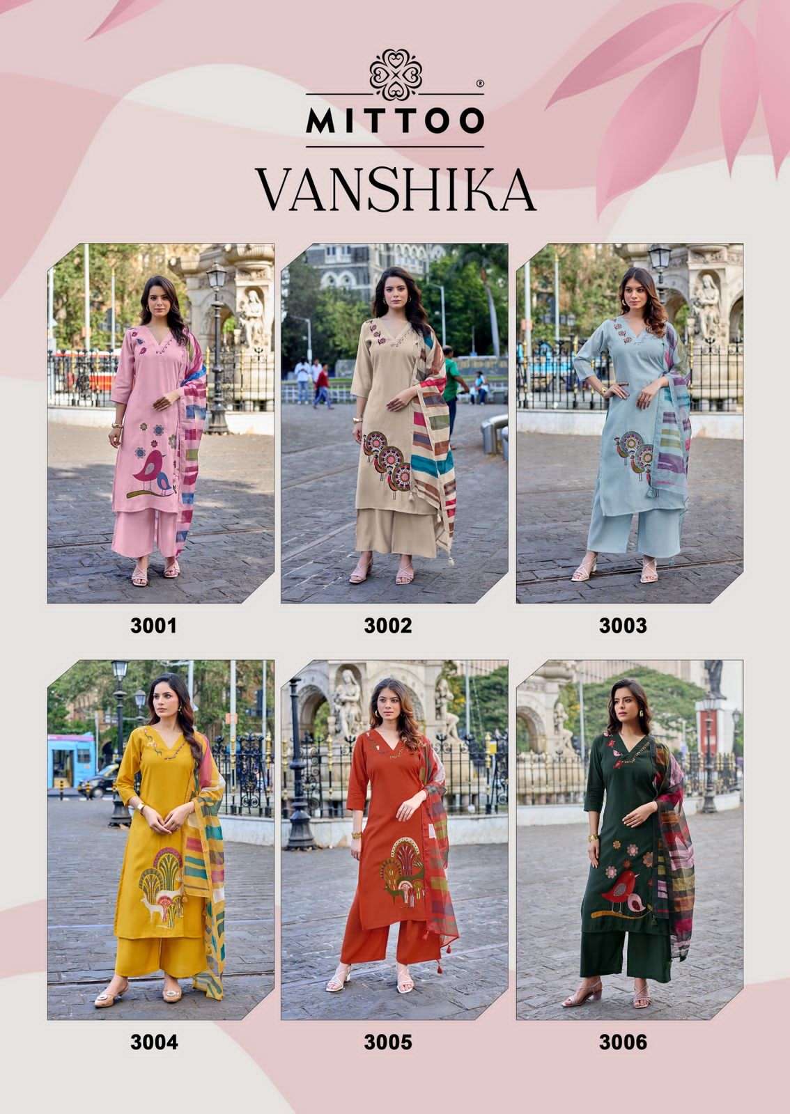 Mittoo Vanshika Roman Silk Thread Work Palazzo Suit Set