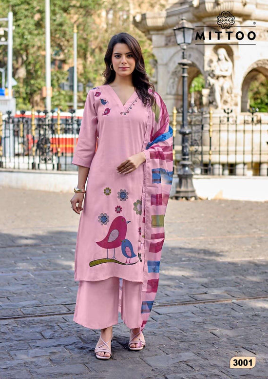 Mittoo Vanshika Roman Silk Thread Work Palazzo Suit Set - Amrah Wholesale