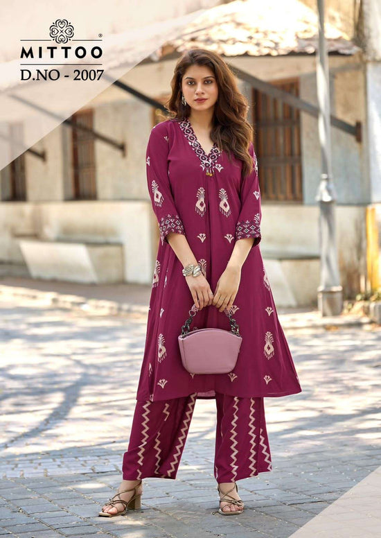 Mittoo Vitara Vol 2 Rayon Hand & Thread Work Co-Ord Set - Amrah Wholesale
