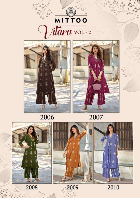 Mittoo Vitara Vol 2 Rayon Hand & Thread Work Co-Ord Set - Amrah Wholesale