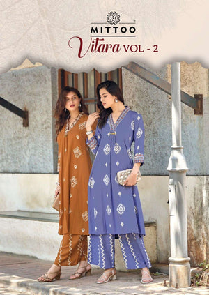 Mittoo Vitara Vol 2 Rayon Hand & Thread Work Co-Ord Set - Amrah Wholesale