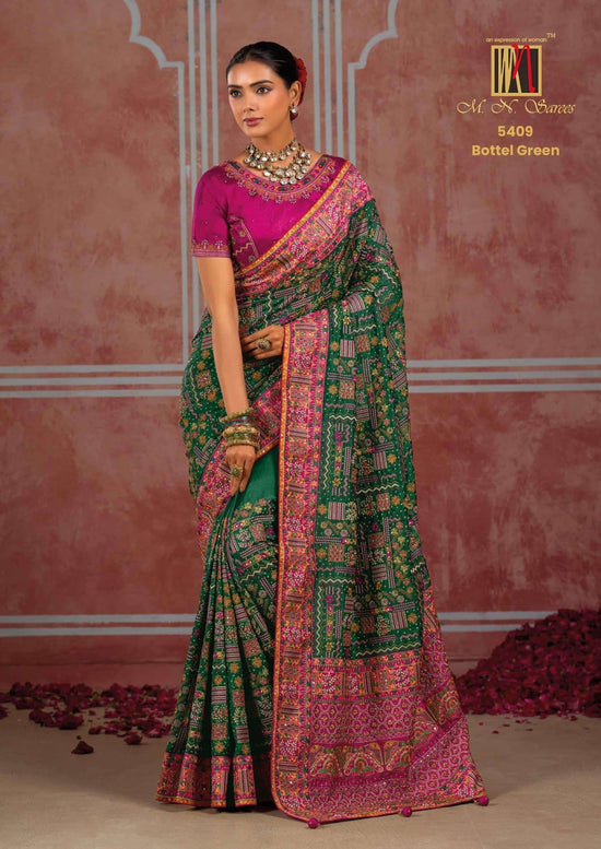 M.N SAREES 5409 HIT Premium Silk Diamond Embroidery Saree - Amrah Wholesale