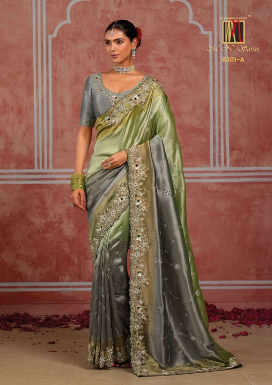 M.N SAREES 5409 HIT Premium Silk Diamond Embroidery Saree - Amrah Wholesale