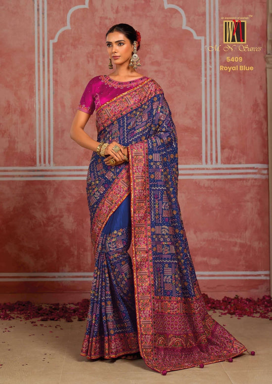 M.N SAREES 5409 HIT Premium Silk Diamond Embroidery Saree - Amrah Wholesale