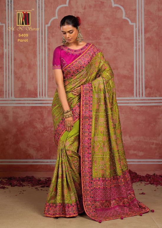 M.N SAREES 5409 HIT Premium Silk Diamond Embroidery Saree - Amrah Wholesale