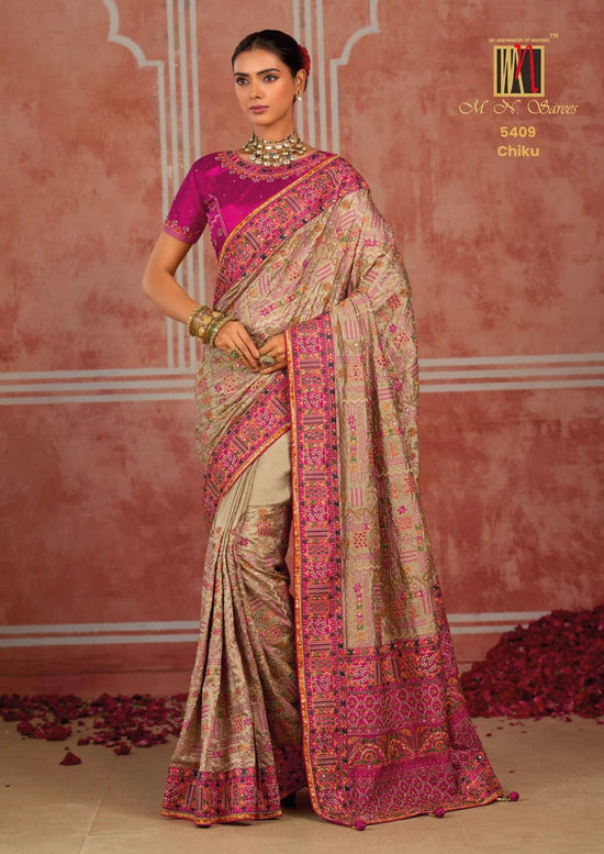 M.N SAREES 5409 HIT Premium Silk Diamond Embroidery Saree - Amrah Wholesale