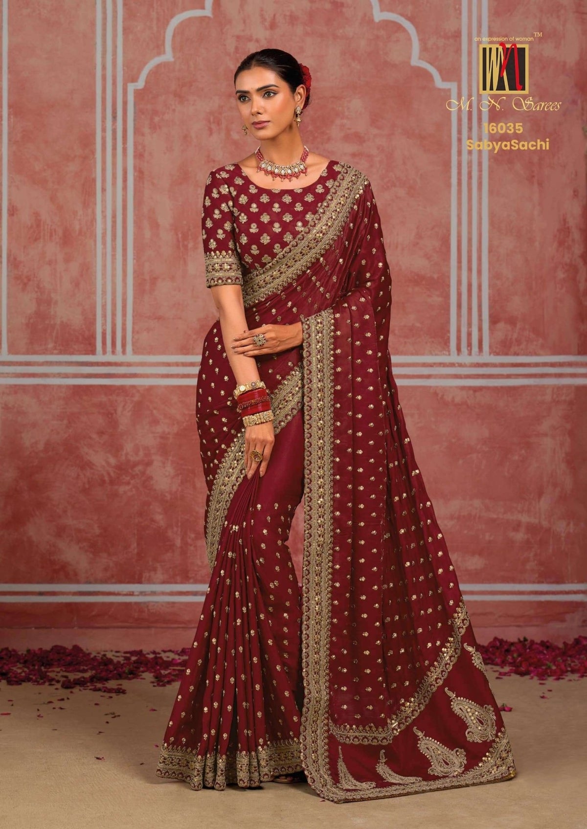 M.N SAREES 5409 HIT Premium Silk Diamond Embroidery Saree - Amrah Wholesale
