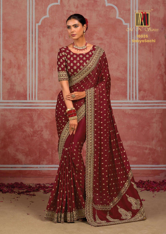 M.N SAREES 5409 HIT Premium Silk Diamond Embroidery Saree - Amrah Wholesale