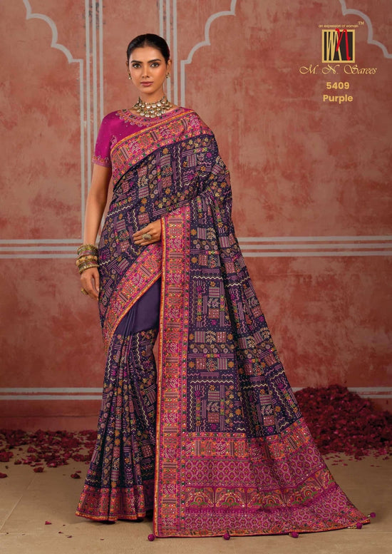 M.N SAREES 5409 HIT Premium Silk Diamond Embroidery Saree - Amrah Wholesale