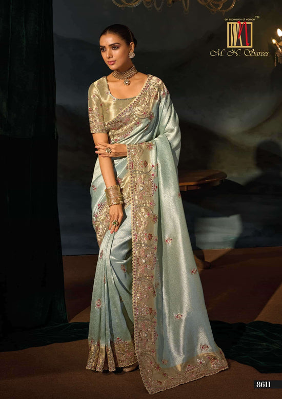 M.N SAREES 8600 SERIES Kanjivaram Silk Jari Work Embroidered Saree