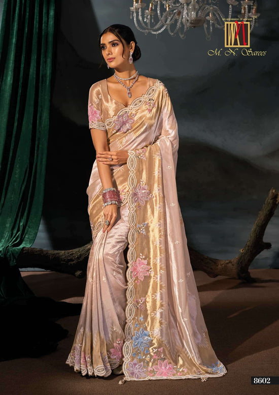 M.N SAREES 8600 SERIES Kanjivaram Silk Jari Work Embroidered Saree