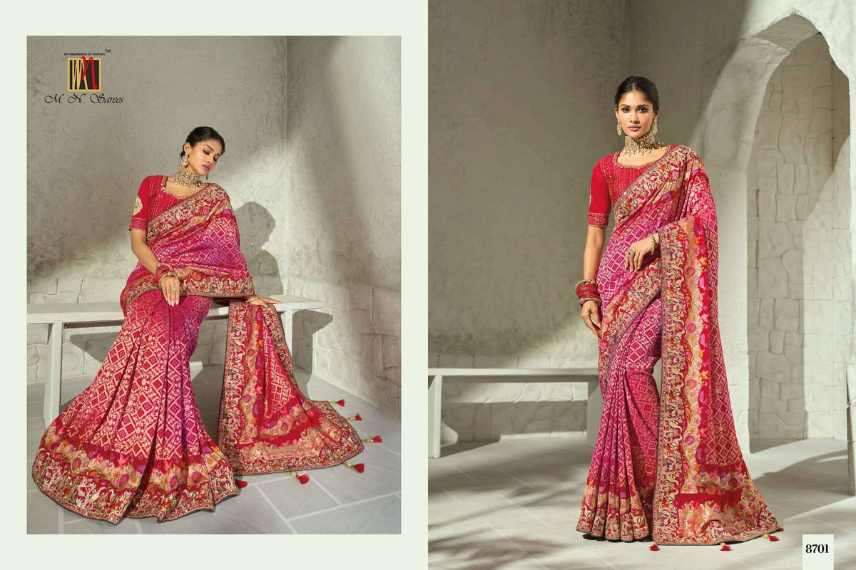 M.N SAREES 8700 SERIES Georgette Bhandhej Saree