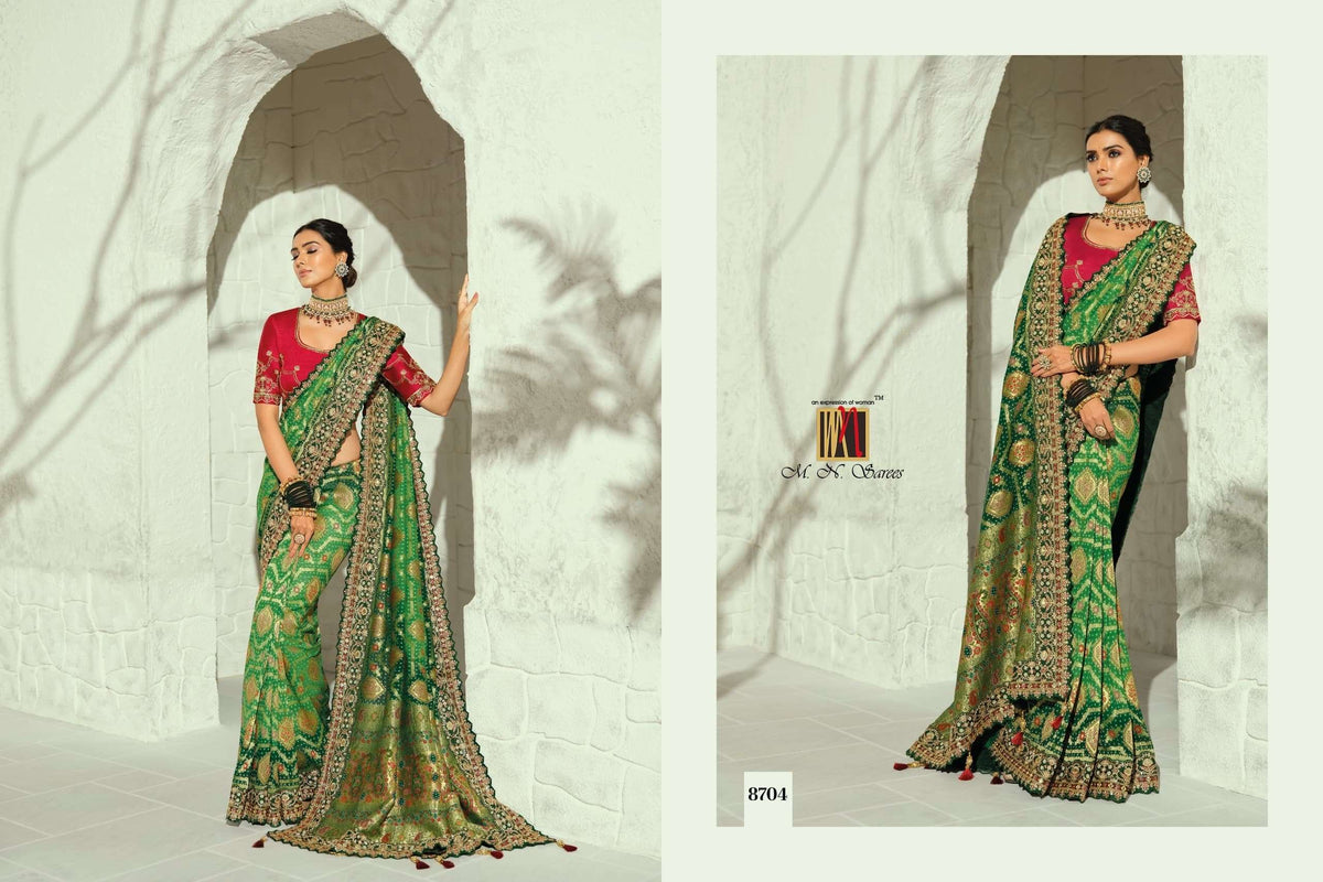 M.N SAREES 8700 SERIES Georgette Bhandhej Saree