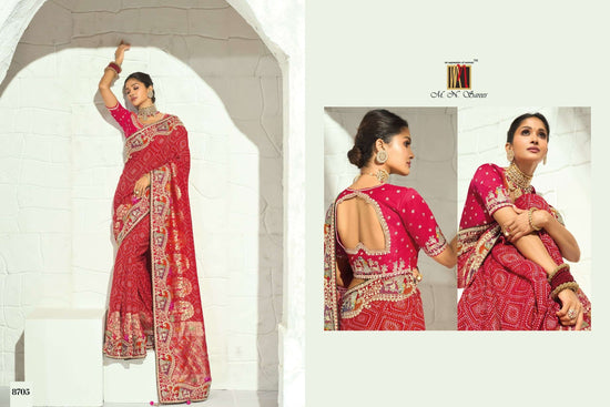 M.N SAREES 8700 SERIES Georgette Bhandhej Saree