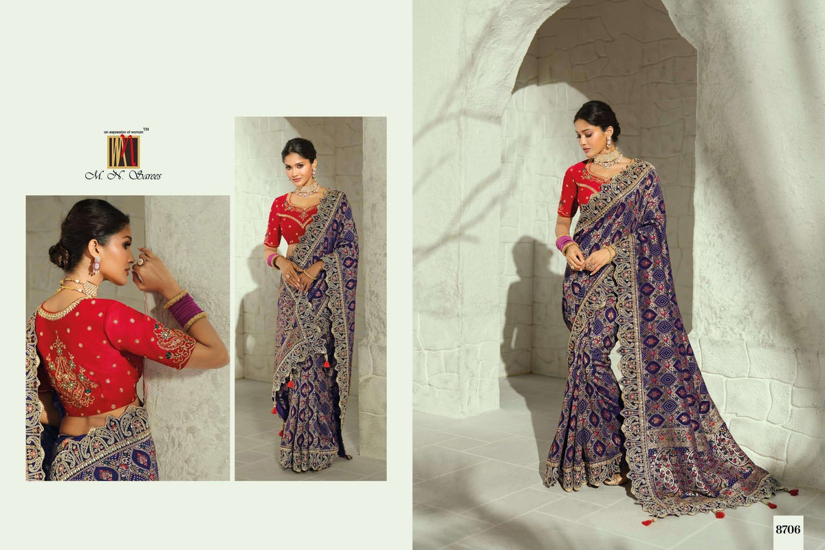 M.N SAREES 8700 SERIES Georgette Bhandhej Saree